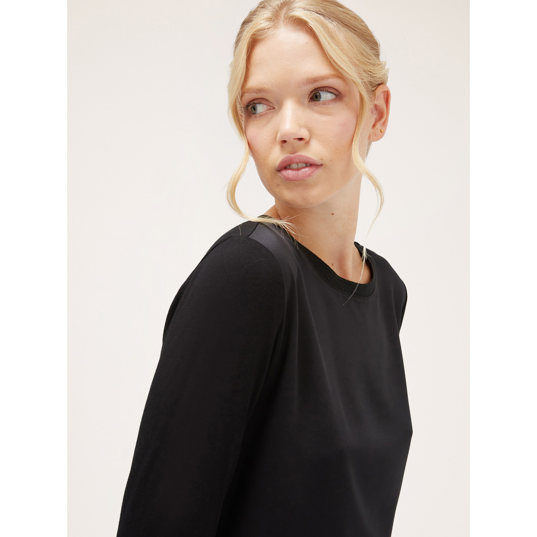 Motivi - Camiseta basic bimaterial - Negro