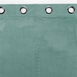 Rideau à œillets casual sauge velours côtelé uni - Vert