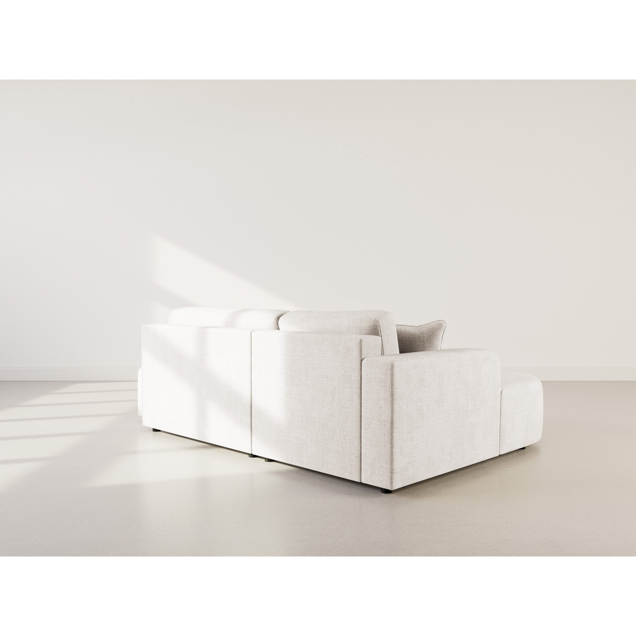 Miro - Canapé d'angle gauche 4 places convertible avec coffre en velours texturé - Beige