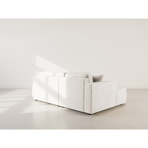 Miro - Canapé d'angle gauche 4 places convertible avec coffre en velours texturé - Beige