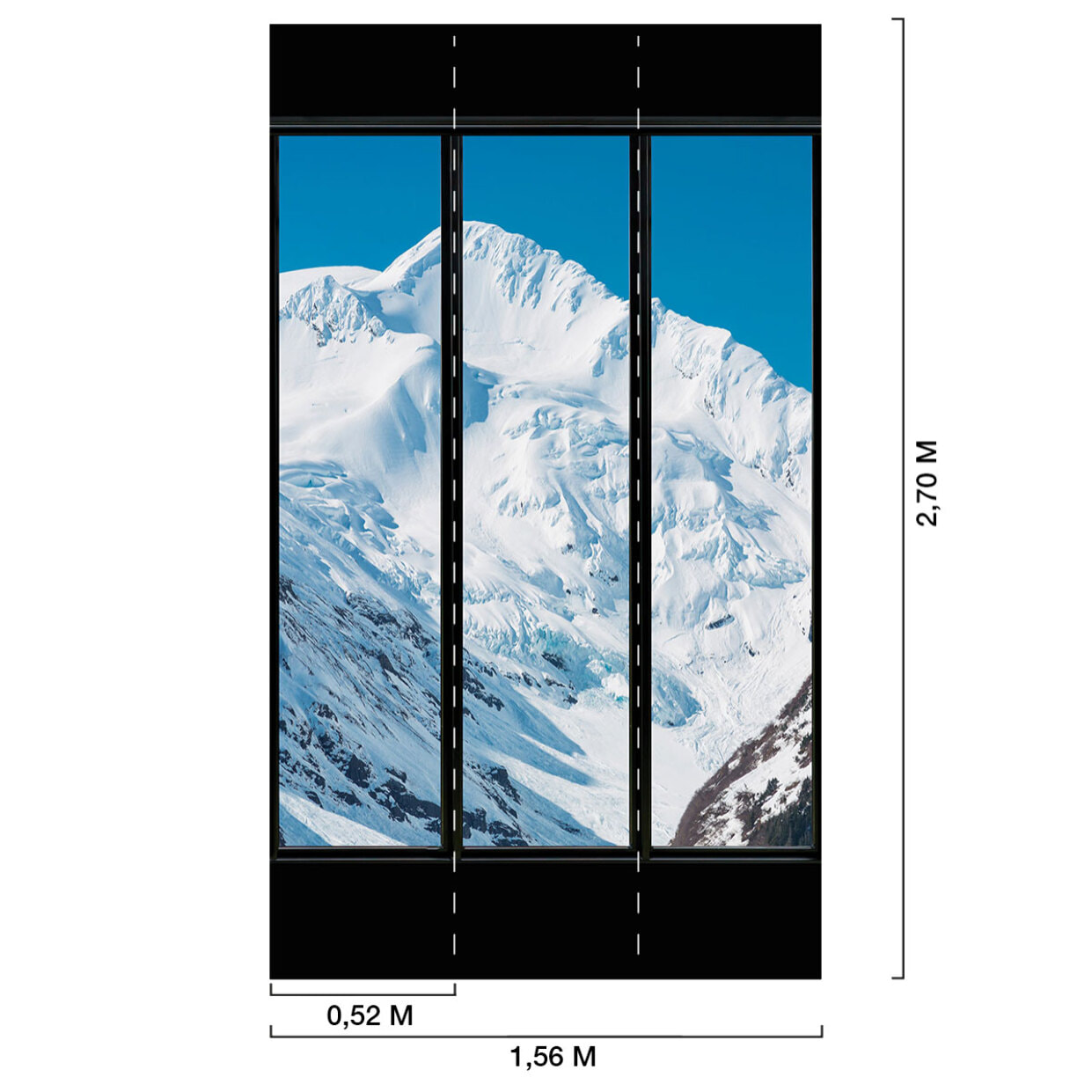 Papier peint, fenêtre sur montagne Blanc