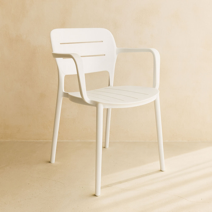 Lot de 4 fauteuils de table blanc en polypropylène SUNSET
