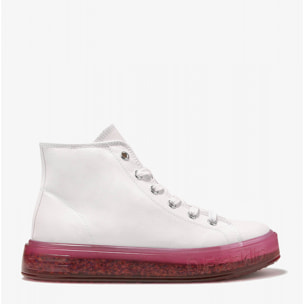 Zapatillas Altas de Mujer  Gumme Superstar color blanco y suela rosa D.Franklin