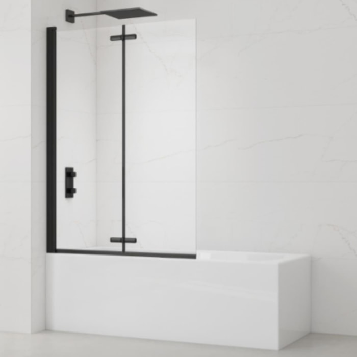 150x105 cm SK Pare-baignoire en verre 2 volets pliants, orientation gauche et droite, noir (SATVZSKNEW105C)