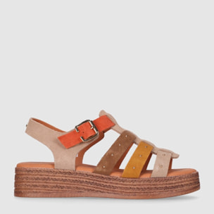 Sandalias de Serraje - Multicolor - Tacón: 5 cm