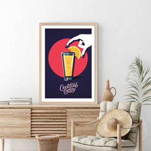 Affiche cuisine Cocktail party Affiche + cadre en bois - Chêne