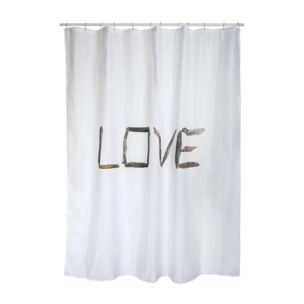 Rideau de douche Polyester LOVE 180x200cm Beige - Anneaux inclus MSV