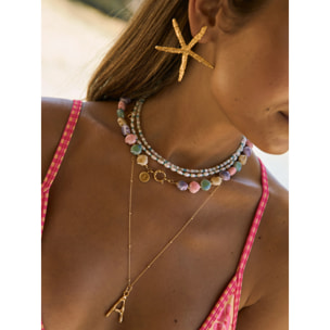 Collana Pompeya Turchese Acciao Placcato Oro