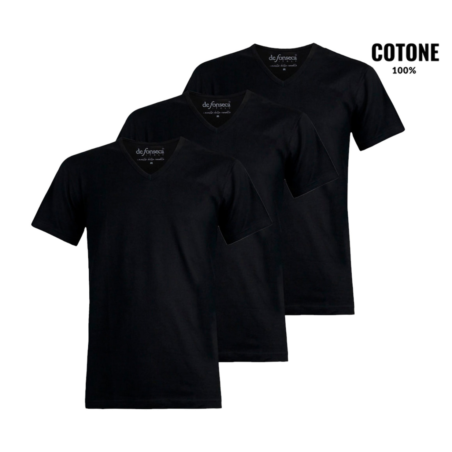 3 T-Shirt Uomo De Fonseca 100% Cotone Pettinato Art. DV32 Scollo V