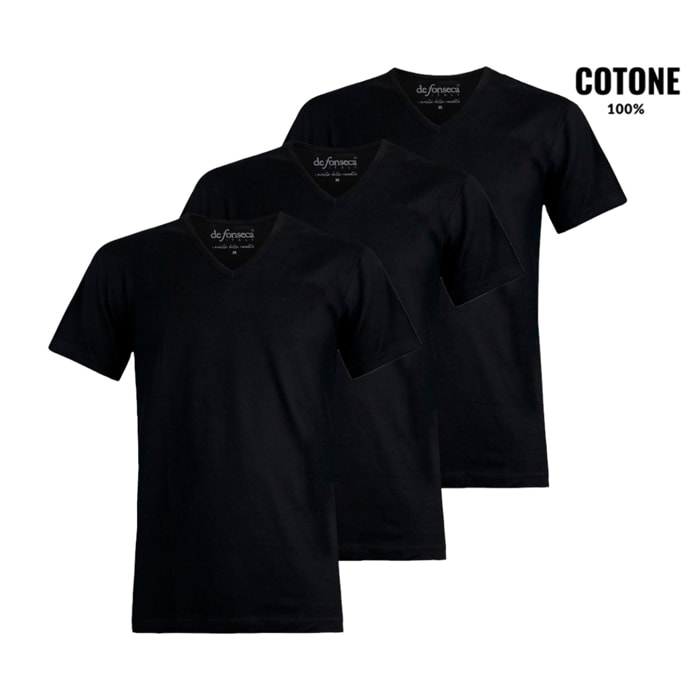 3 T-Shirt Uomo De Fonseca 100% Cotone Pettinato Art. DV32 Scollo V