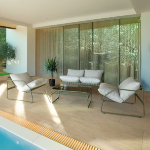 Salon de jardin vert 4 places acier inoxydable FLORENCE