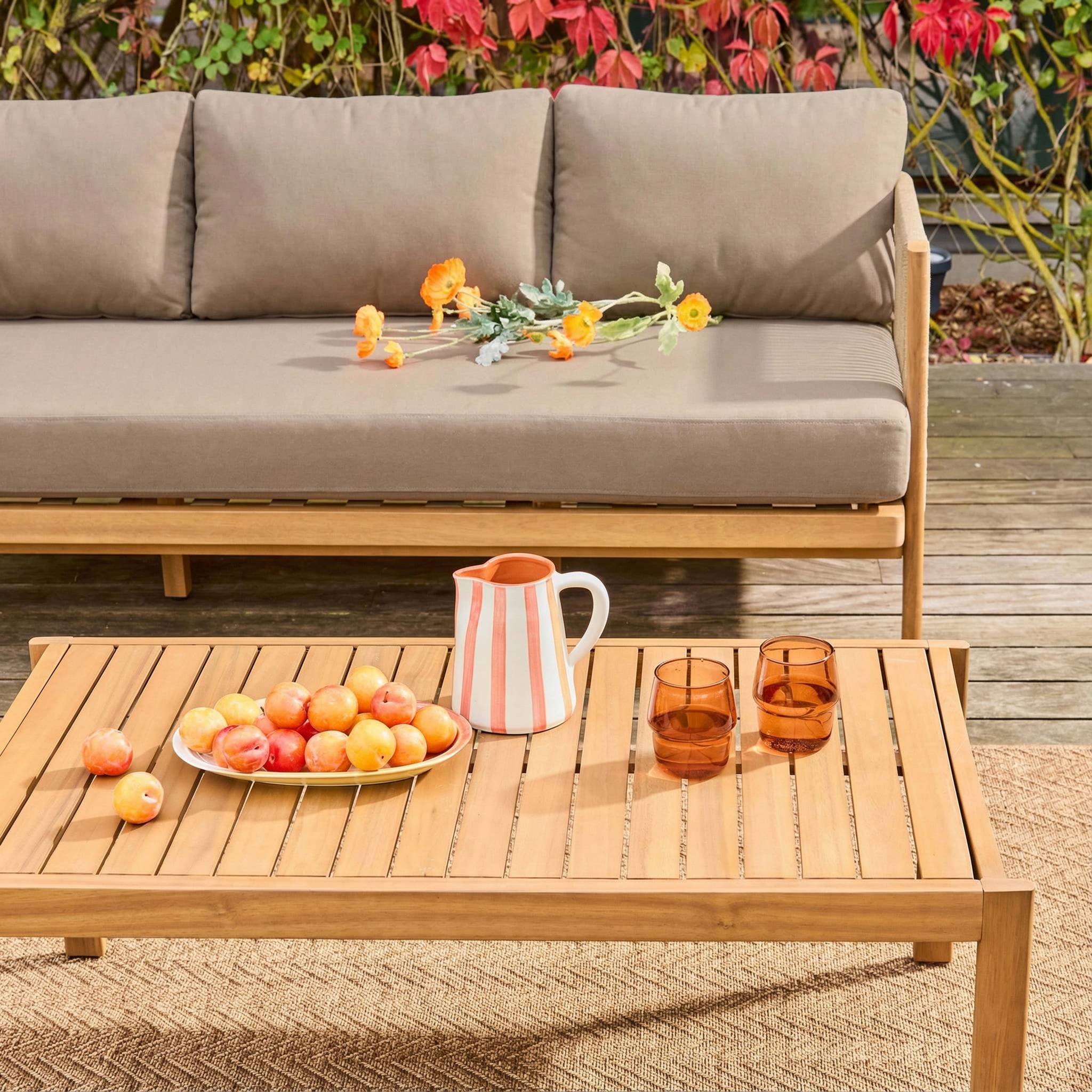 Salon de jardin acacia et cordes 5 places ELOMI