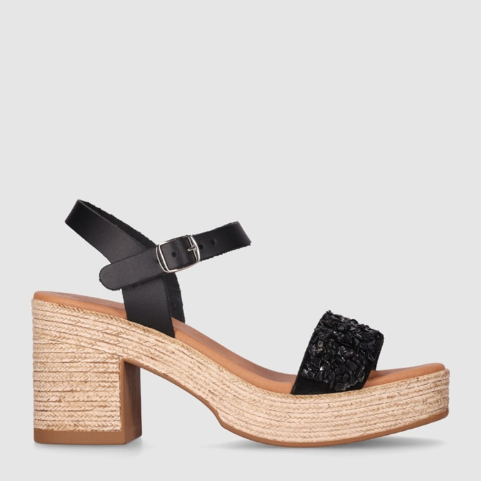 Sandalias de Piel - Negro - Tacón: 5 cm