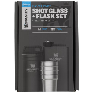 Pre-Party Shot Glass + Flask Set - Matte Black Pebble