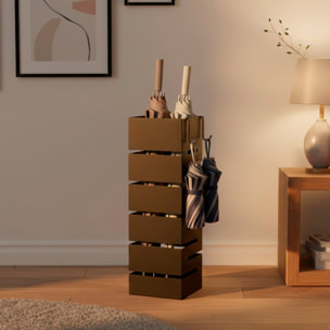 Portaombrelli In Acciaio Zincato Per Interno Esterno Con Vaschetta Scolapioggia 2 Ganci Removibili Base Antiscivolo 49 x 15.5 x 15.5 Cm Nero