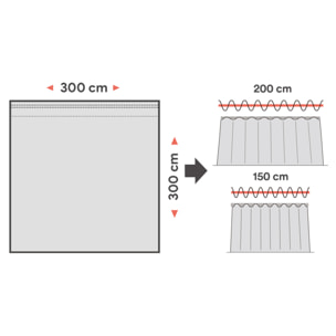 Rideau LINUM XXL à galon fronceur Gris 300X300