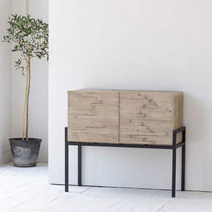 Buffet 2 portes en pin recyclé et pieds en métal noir KRISTEN