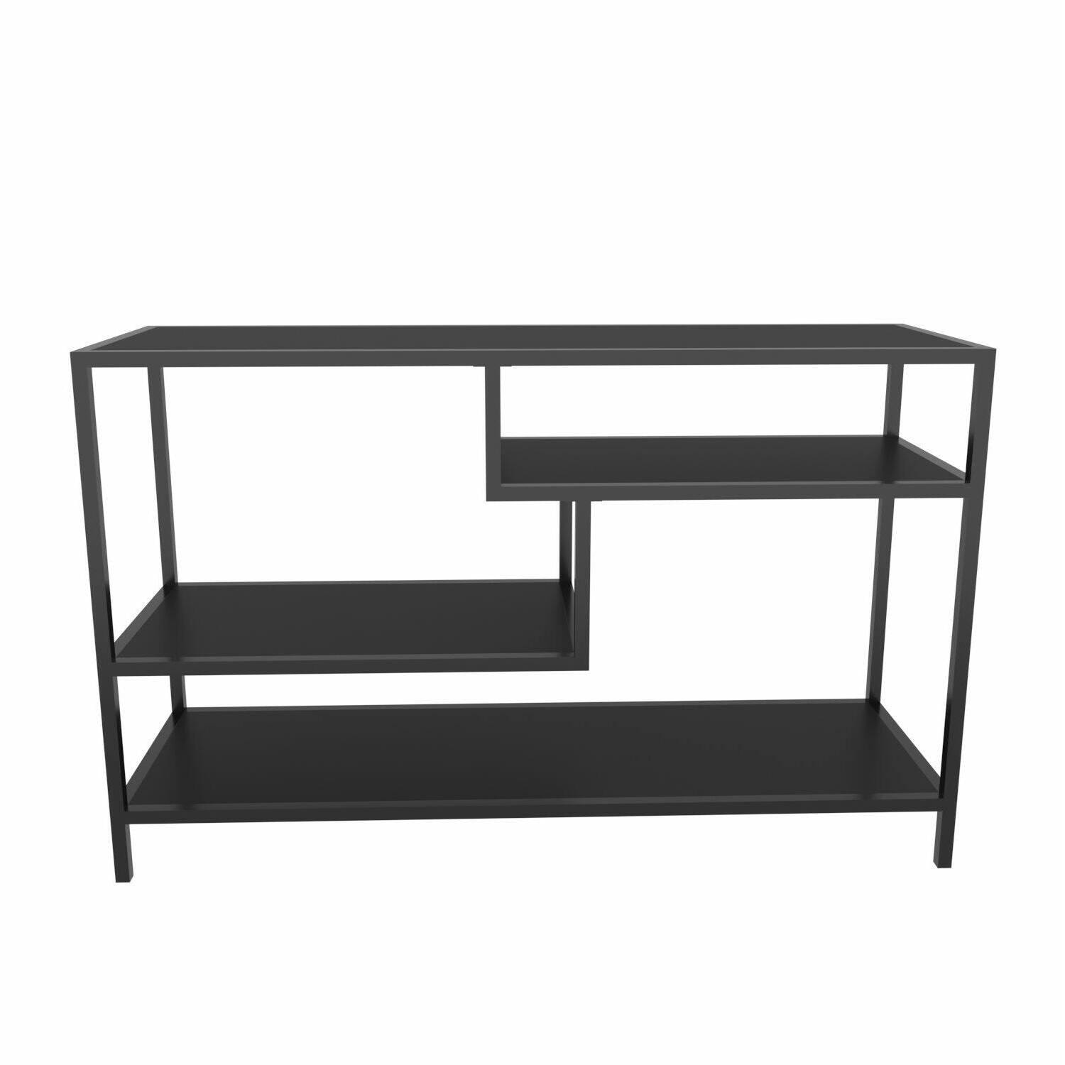 Mobile porta TV Dplizzar, Credenza da soggiorno, Armadio basso per TV, Base parete attrezzata, 120x39h75 cm, Antracite e Nero