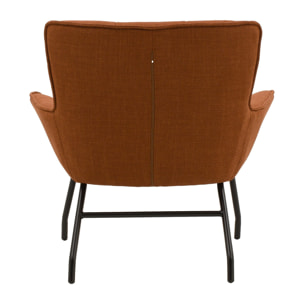 Poltrona WOOLWICH in tessuto terracotta e gambe in metallo nero