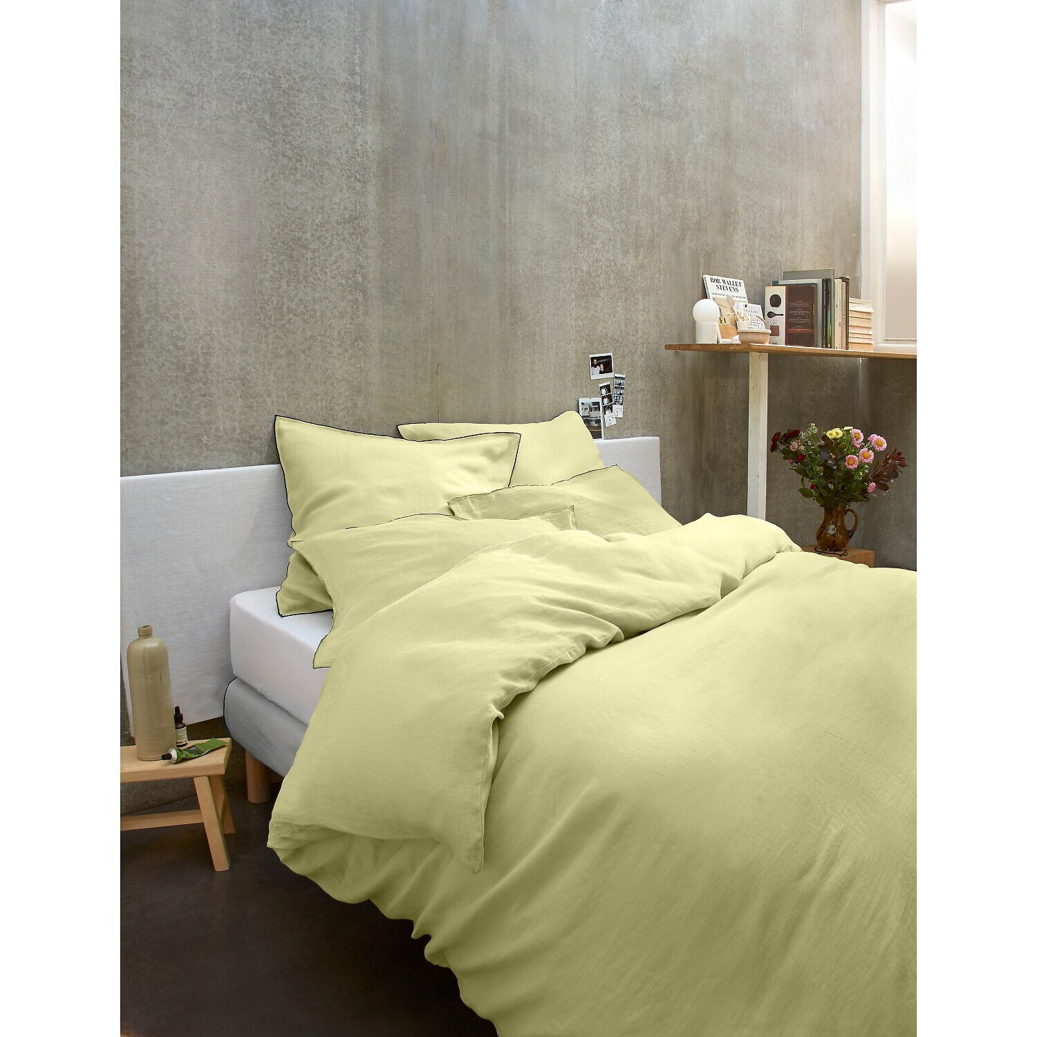 Parure Housse De Couette 3pcs 100% lin LavÉ 160g Beurre