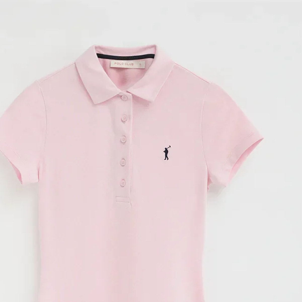 Vestido corto rosa de manga corta con cuello polo y logo Rigby Go