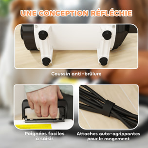 Séchoir pulseur chien professionnel 2200W 3 buses 3 températures réglables poignée blanc