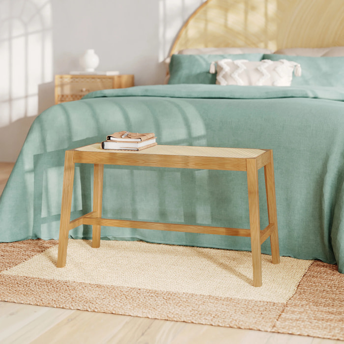 Banc 2 places en bois de chêne massif et cannage - Kappa