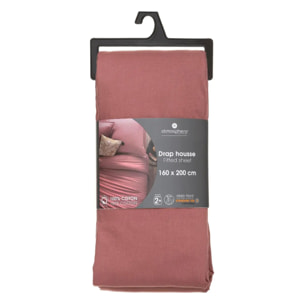 Drap-housse en coton - rose blush - bonnet H30cm - 160x200 cm