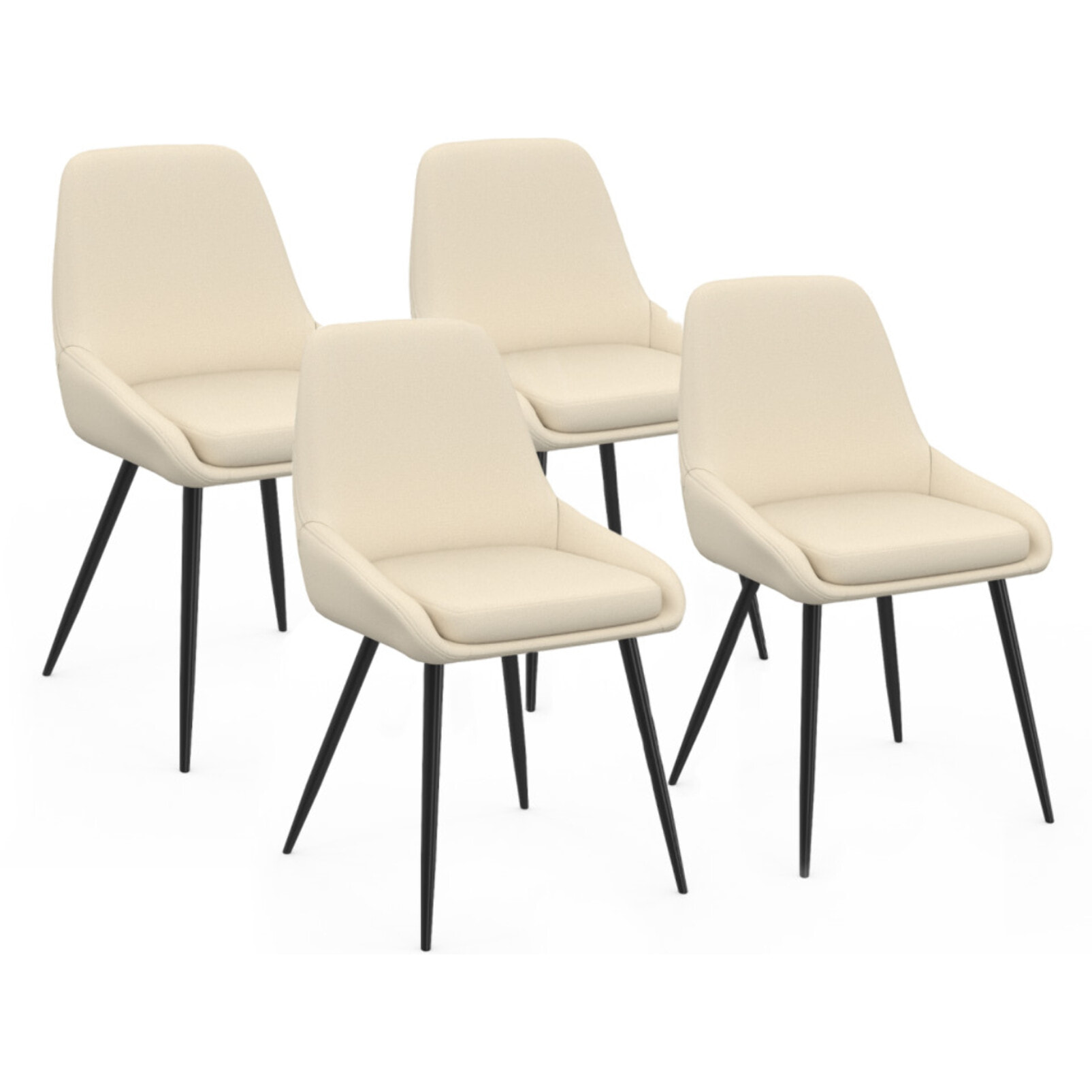 Chaises Ornella tissu beige pieds métal noirs - lot de 4