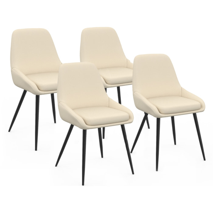 Chaises Ornella tissu beige pieds métal noirs - lot de 4