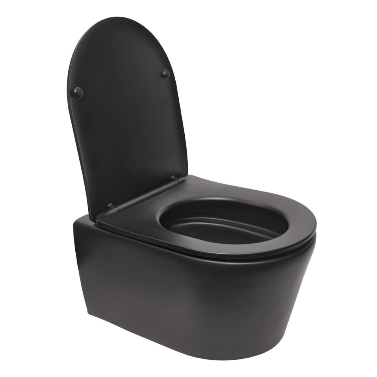 Pack WC sans bride SAT Noir mat + Abattant softclose + Bâti support Geberit Extra-plat UP720 + Plaque Noir brillante