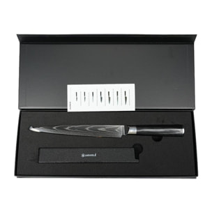 Couteau à trancher noir damas 34cm avec étui - "Core"