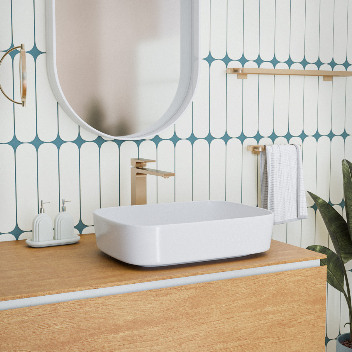 Vasque à poser 50 x 37,5 x 13,5 cm en céramique sans trop-plein blanc brillant Pixl (CEPX4937)