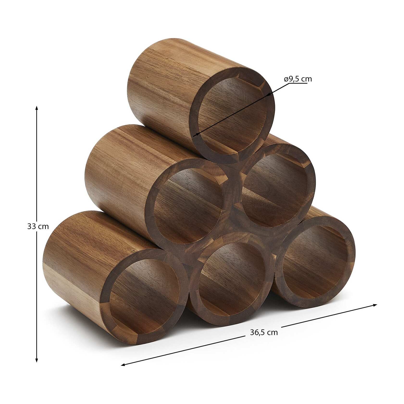 Kave Home - Portabottiglie Sesilu in legno di acacia FSC 100%