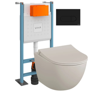 Pack WC suspendu Sento lin mat + bâti autoportant V-Fix Core + Plaque Round noir