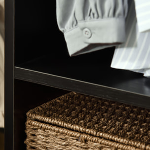 Armario Ropero con Ruedas Armario para Ropa con Barra Estantes Abiertos Organizador para Colgar Ropa de Dormitorio 60x40x128 cm Negro