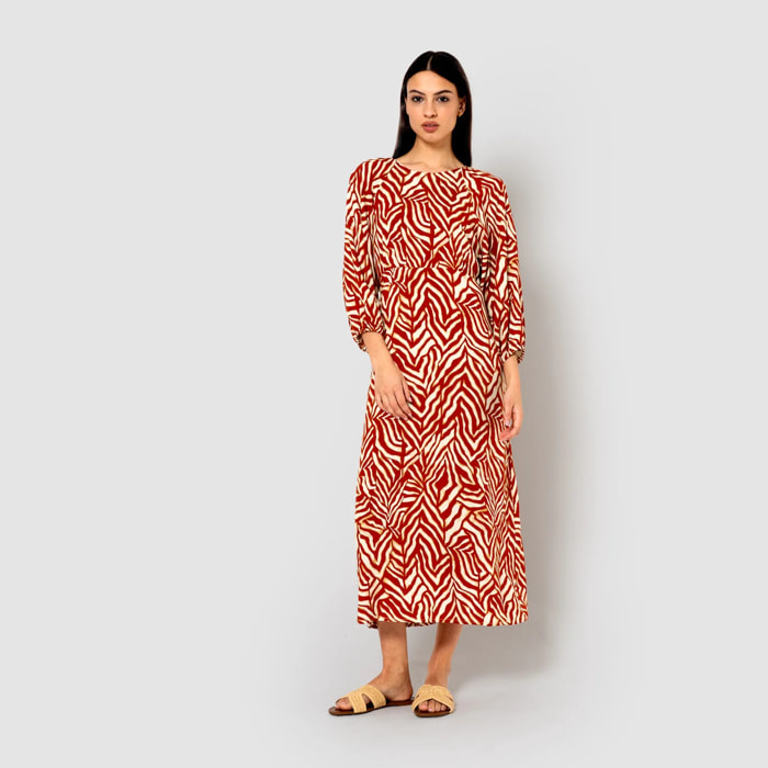 Vestido midi viscosa portabales teja
