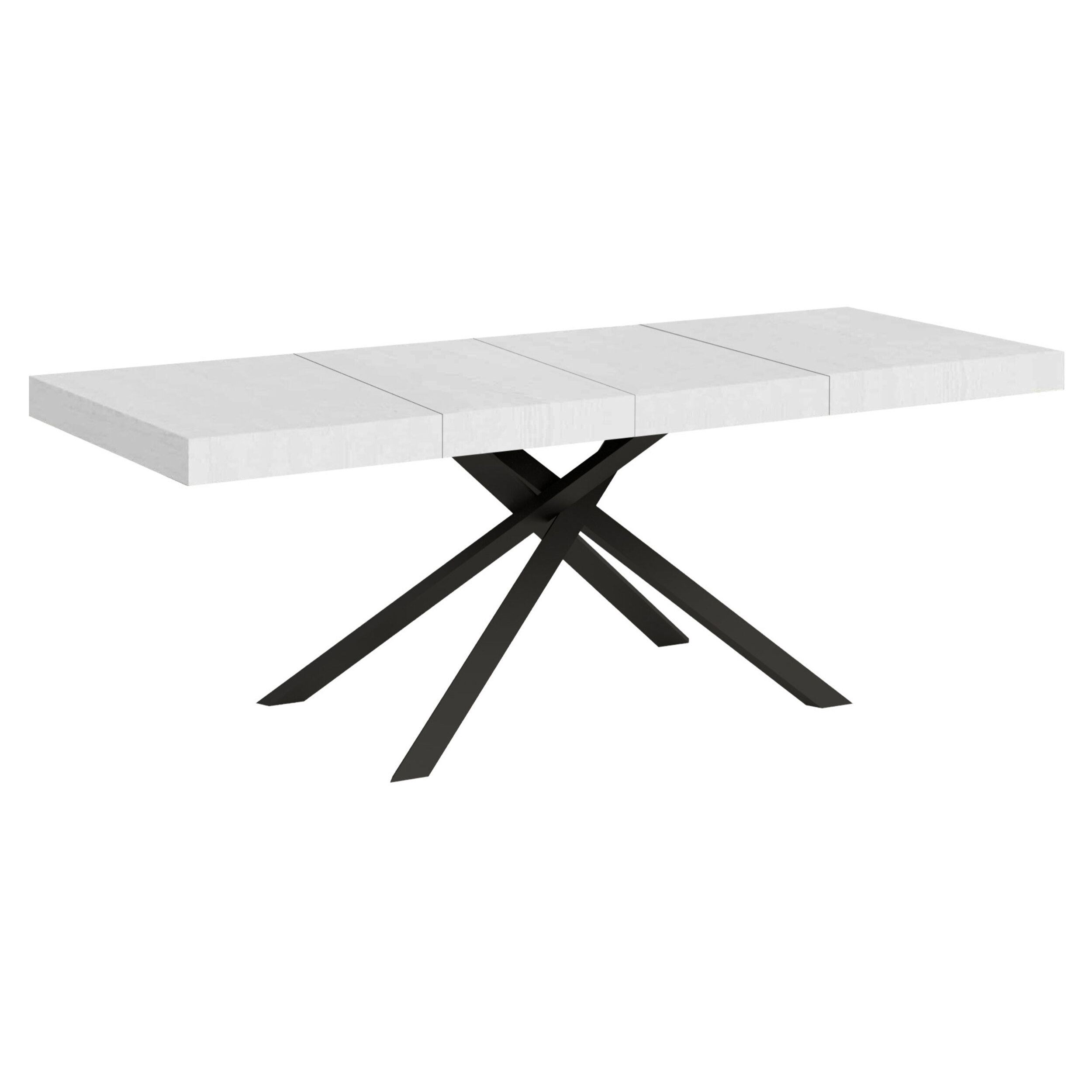 Mesa extensible 90x180/284 cm Karida Premium fresno blanco patas antracita