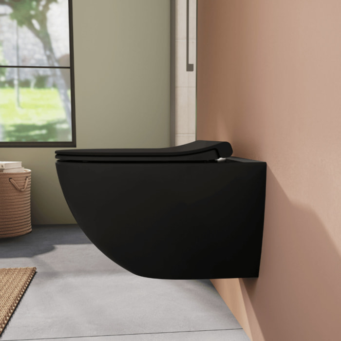 Abattant WC slim fermeture frein de chute Sento noir mat