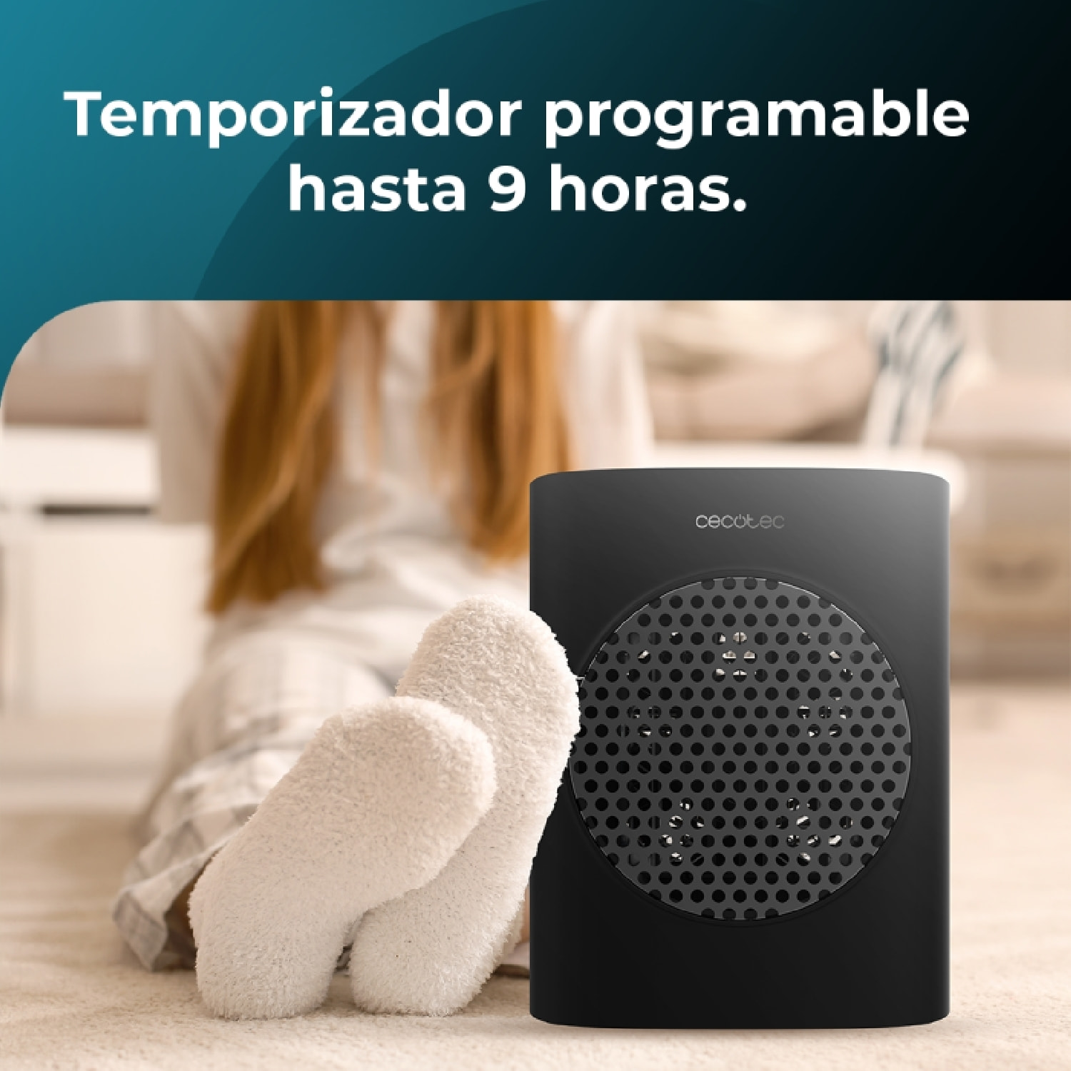 Calefactor Cerámico de Sobremesa ReadyWarm 1570 Max Ceramic Smart Black, 1500 W,