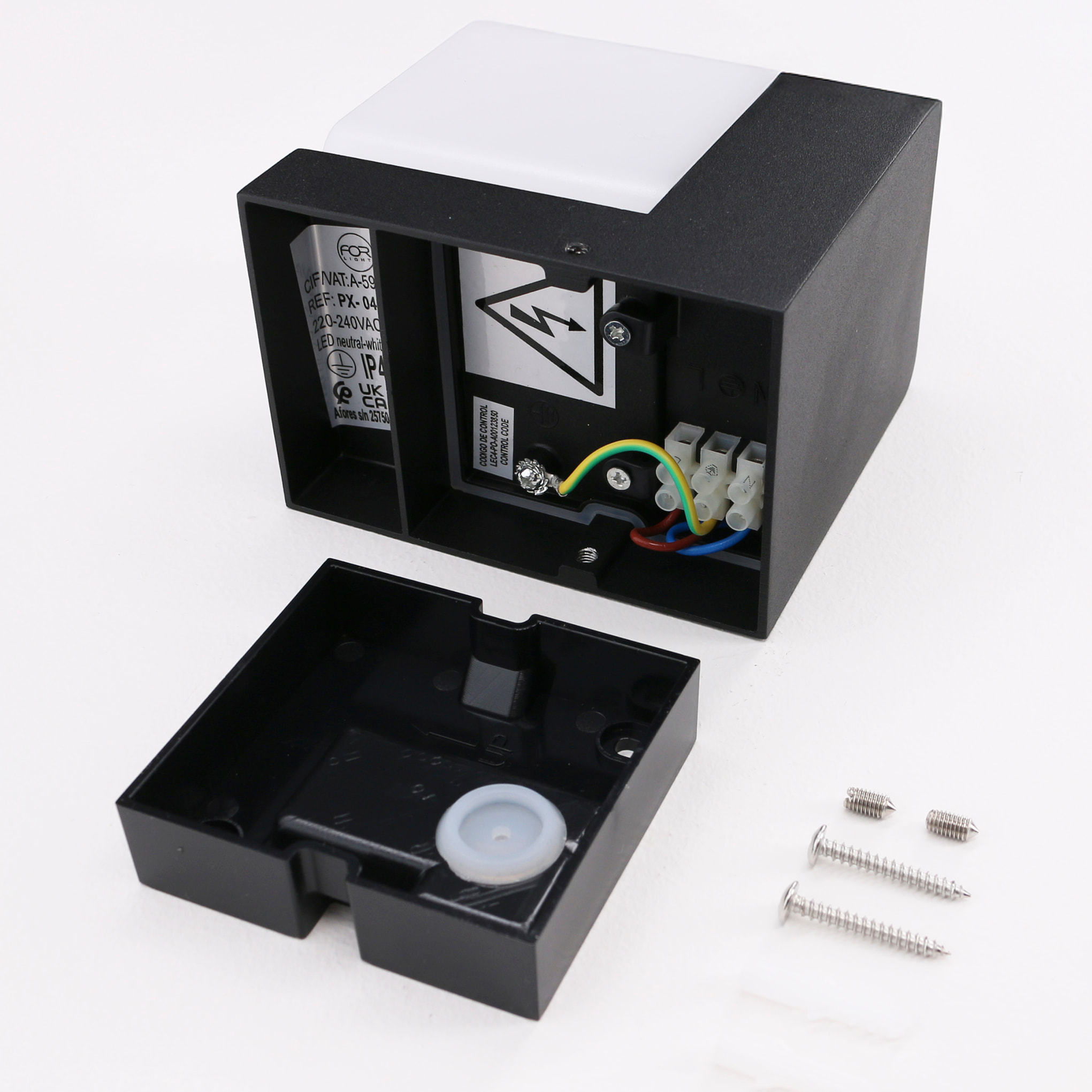 Forlight Aplique Exterior IP44 LED 9.4W Blanco Neutro - 4000K Negro para Jardín, Terraza