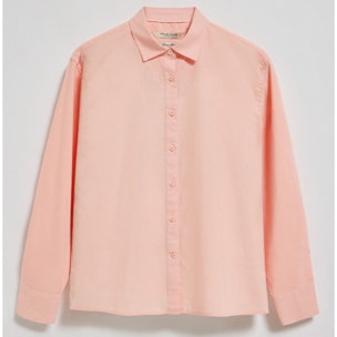 Camisa color salmón loose fit de lino y algodón con monograma bordado