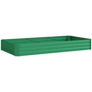 Carré potager de jardin dim. 240L x 120l x 30H cm tôle d'acier ondulée vert