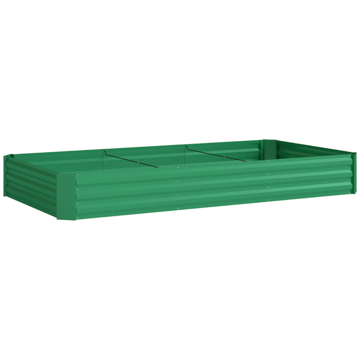 Carré potager de jardin dim. 240L x 120l x 30H cm tôle d'acier ondulée vert