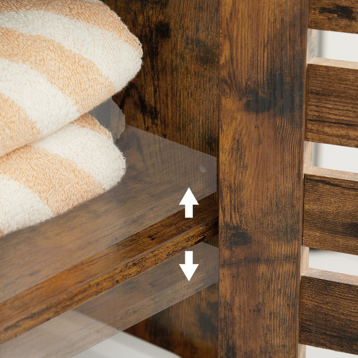 Mobiletto da bagno vintage Oskar in legno marrone rustico