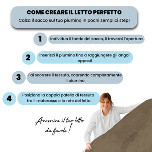 PARURE COPRIPIUMINO WATER WASHED, 100% Microfibra, No Stiro - NOCCIOLA