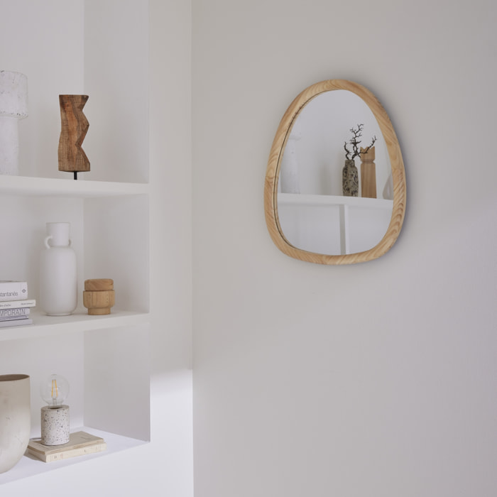 Miroir organique en bois de sapin 55cm couleur naturelle CHARLIE  L 55 x l 50 x E 3cm