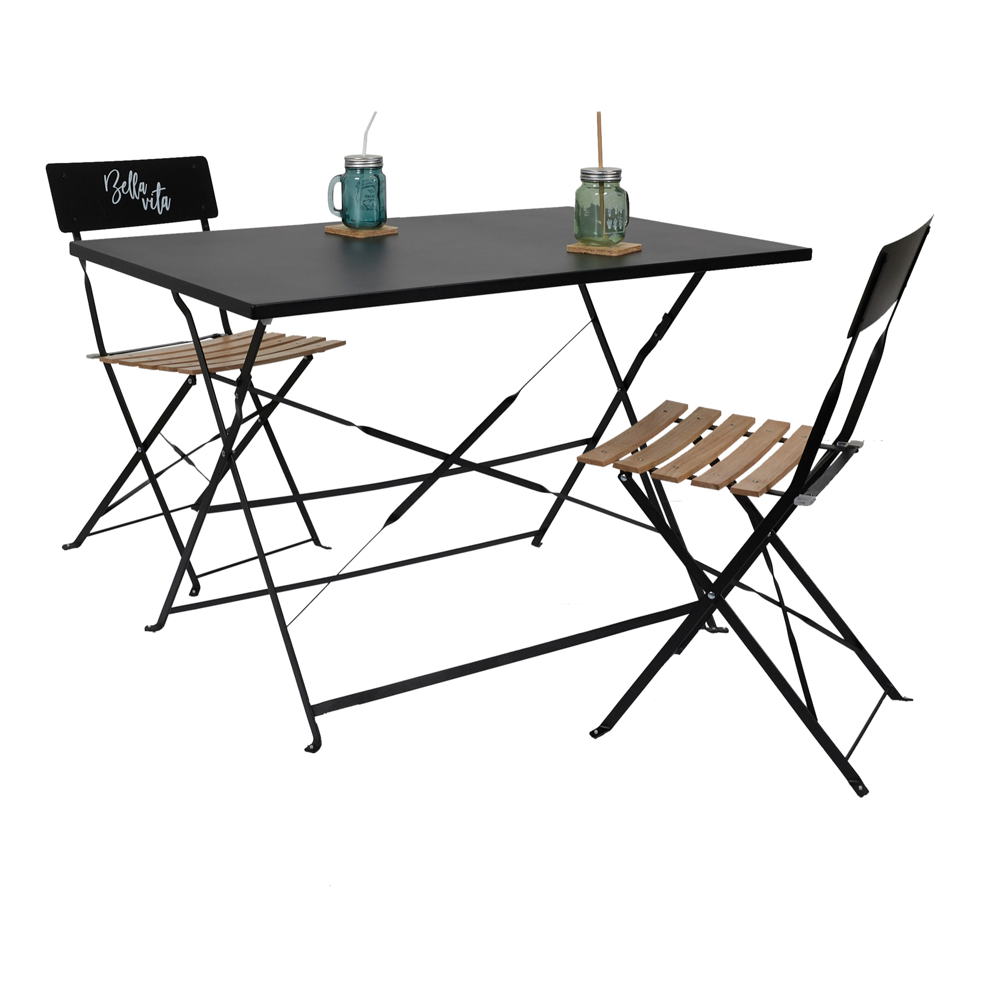 Table De Repas Pliante Palerme Noir 110x70x71cm