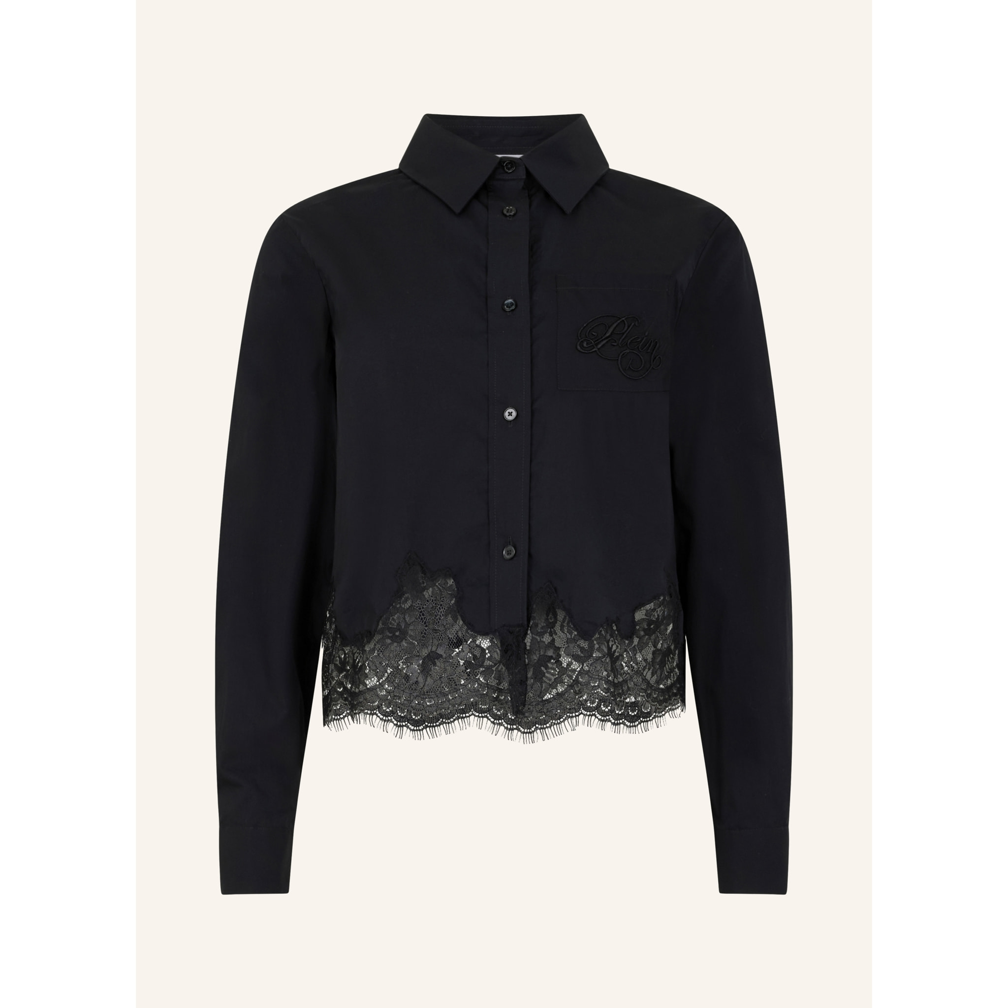 PHILIPP PLEIN Popeline Cropped Shirt Lace