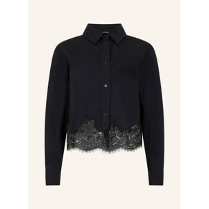 PHILIPP PLEIN Popeline Cropped Shirt Lace